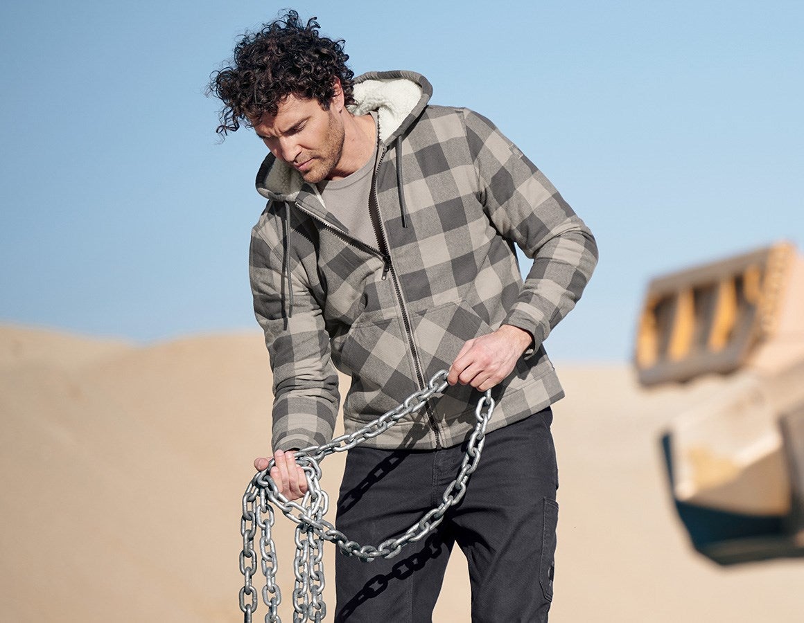 Additional image 1 Check-hooded jacket e.s.iconic dolphingrey/carbongrey