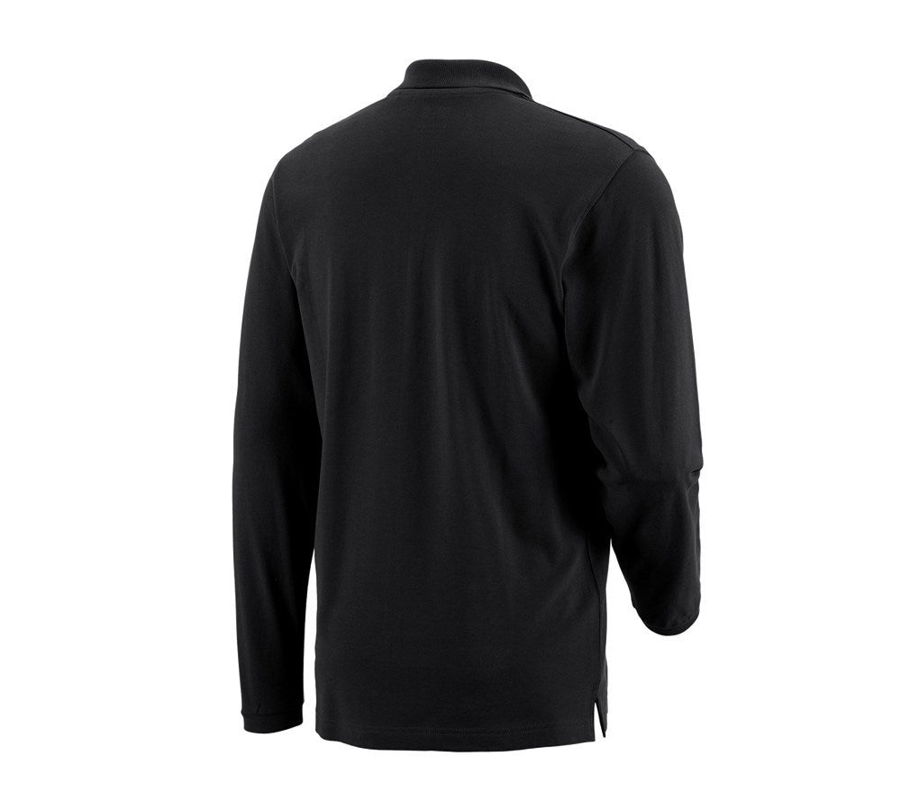 Secondary image e.s. Longsleeve polo cotton Pocket black