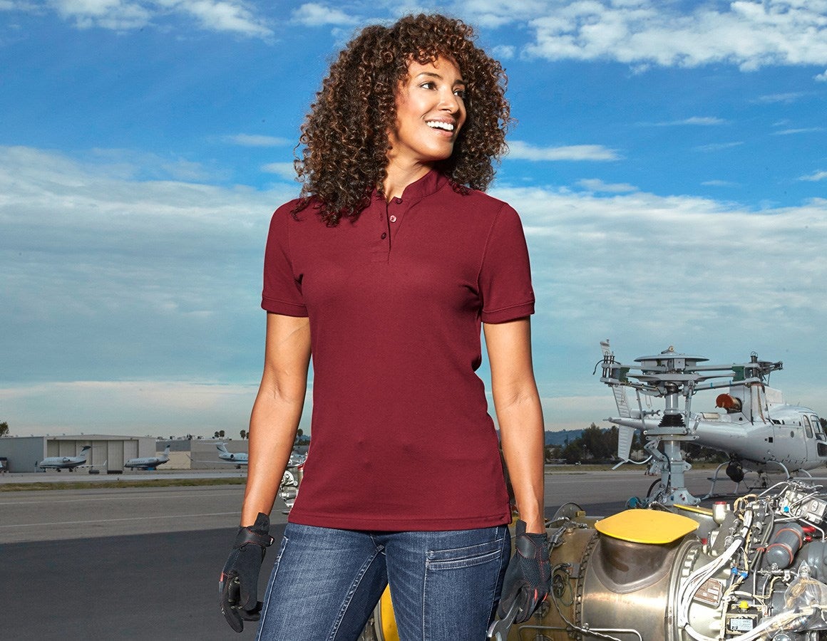 Additional image 1 e.s. Polo shirt cotton Mandarin, ladies' ruby