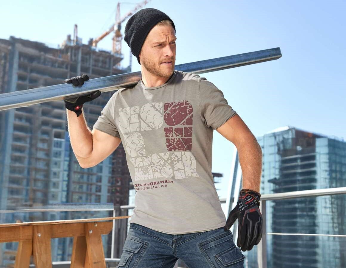 Main action image e.s. T-Shirt denim workwear taupe vintage