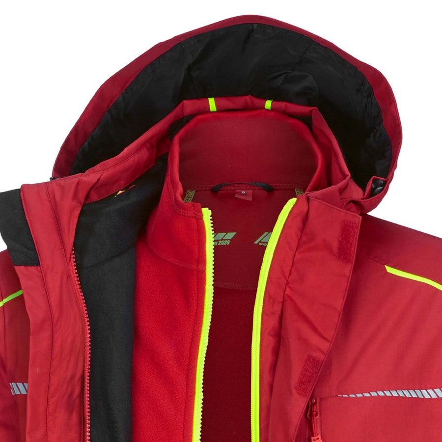 Detailed image 3 in 1 functional jacket e.s.motion 2020, men's fiery red/high-vis yellow