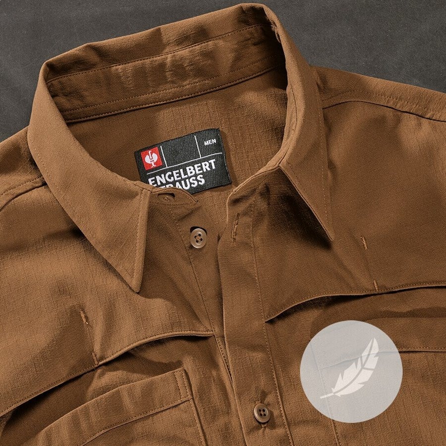 Detailed image Work shirt e.s.t:aktik, short sleeved desertbrown