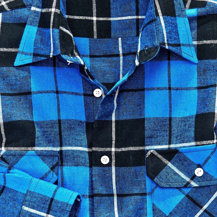 Detailed image Cotton shirt Hannover normal length royalblue/black/white
