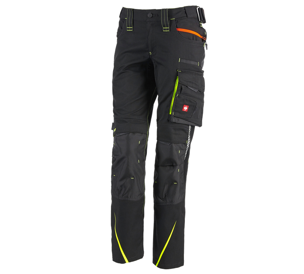 Primary image Ladies' trousers e.s.motion 2020 black/high-vis yellow/high-vis orange