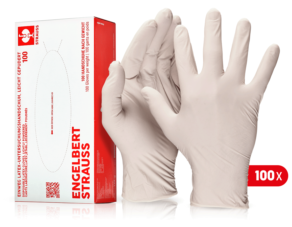 Primary image Disposable latex gloves, lightly powdered S