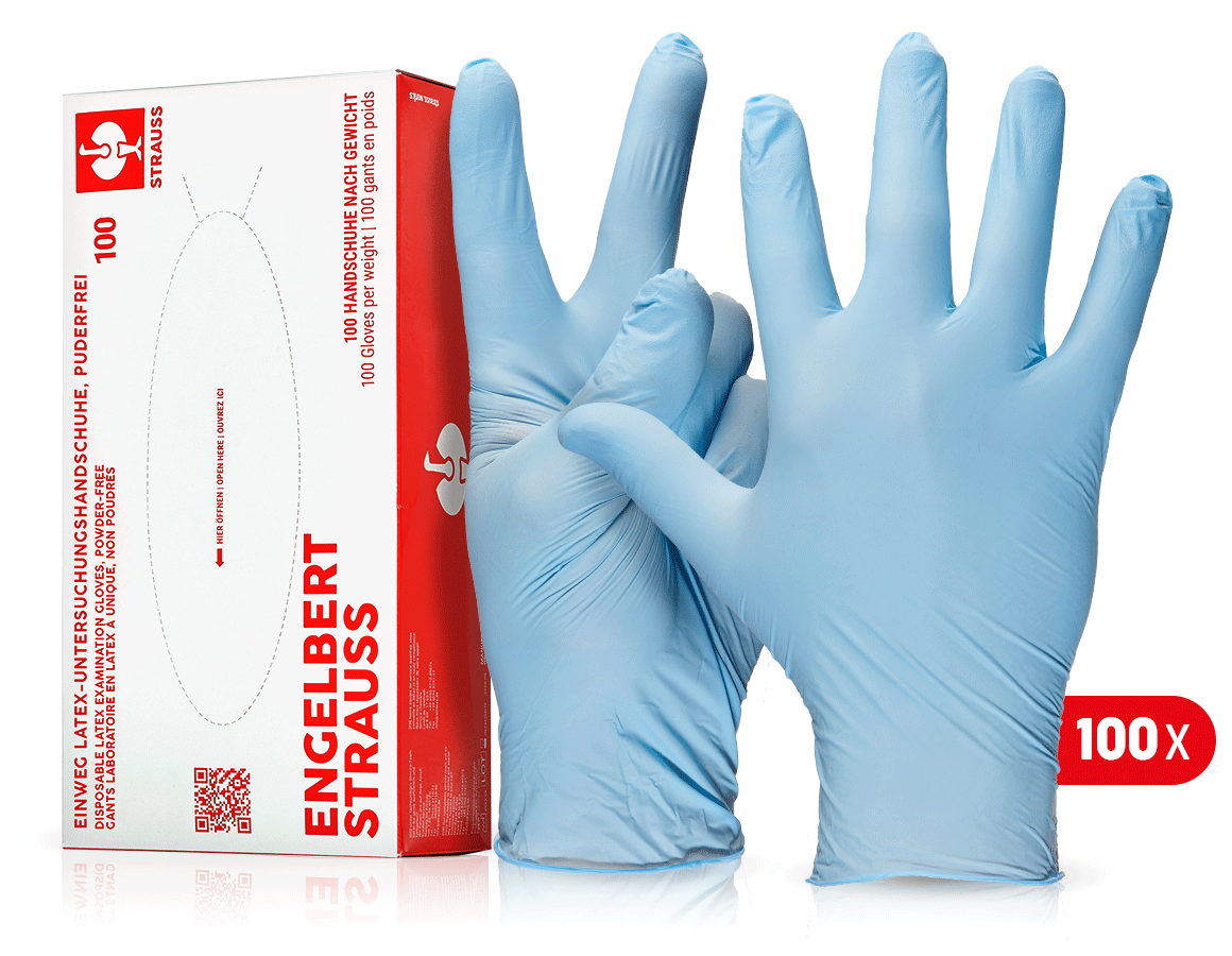 Primary image Disposable latex gloves, powder-free blue