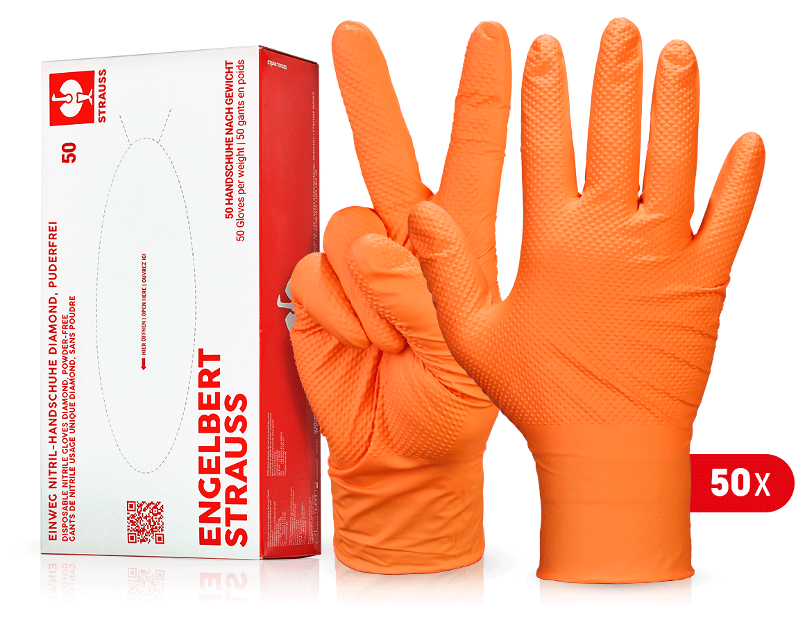 Primary image Disposable nitrile gloves Diamond, powder-free orange