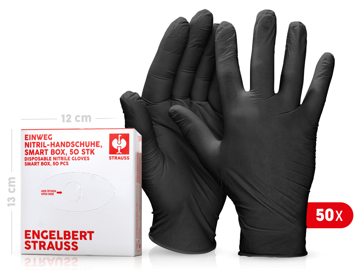 Primary image Disposable nitrile gloves, powder-free, smart box black