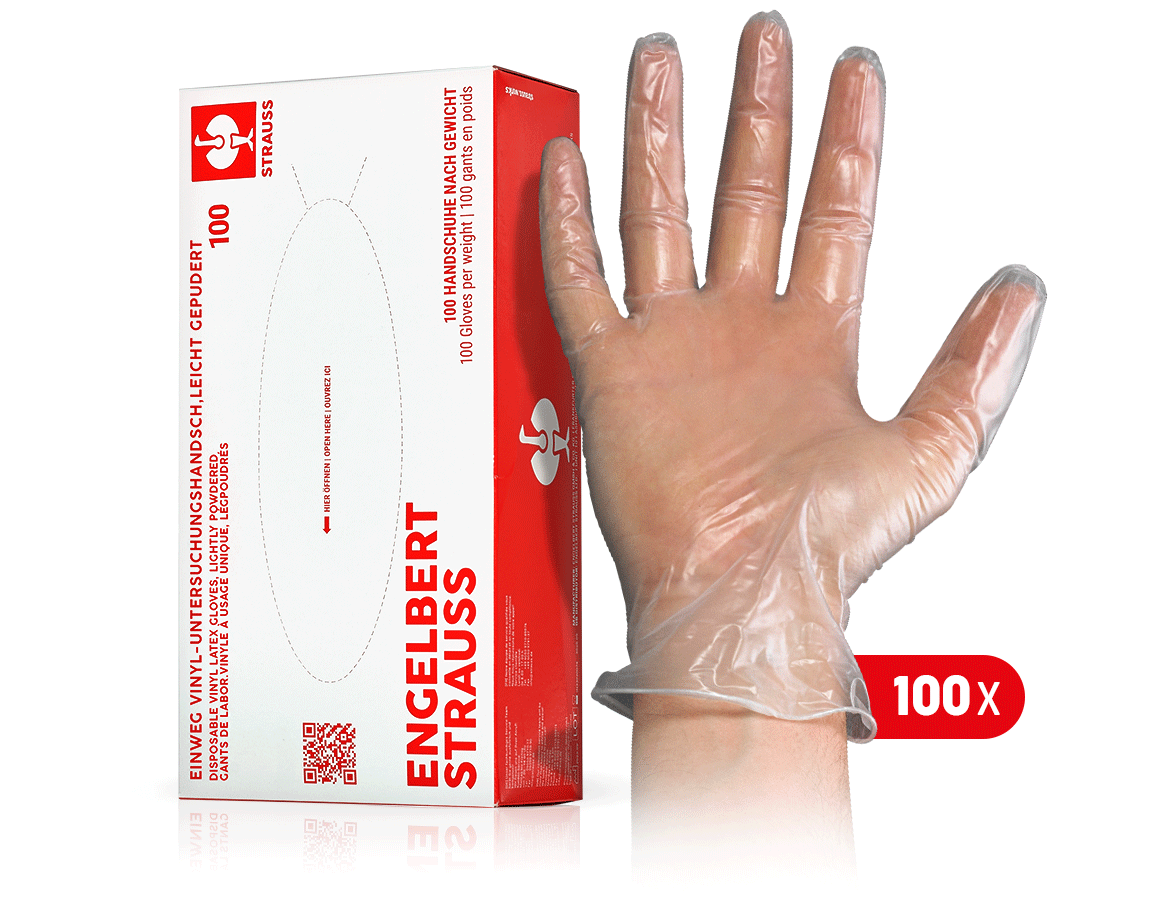 Primary image Disposable vinyl latex gloves, lightly powdered S