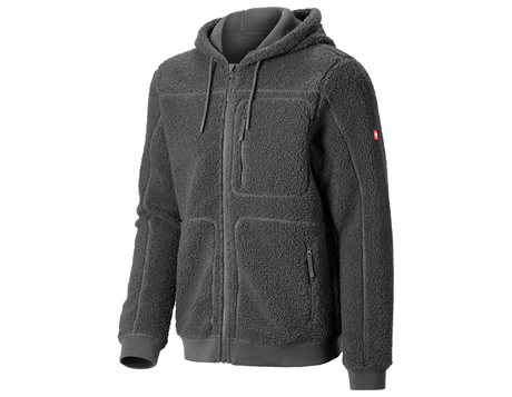 Primary image Faux fur hooded jacket e.s.e:pic carbongrey