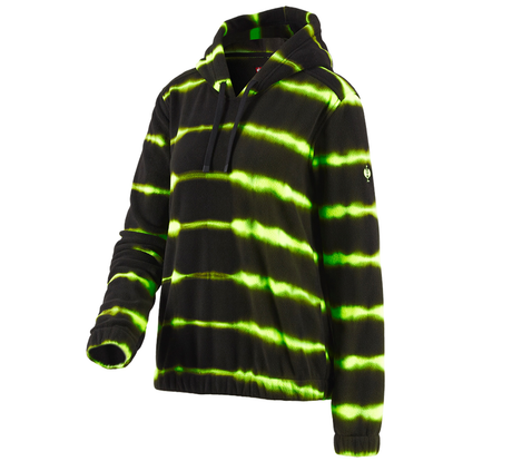 Primary image Fleece hoody tie-dye e.s.motion ten, ladies' black/high-vis yellow