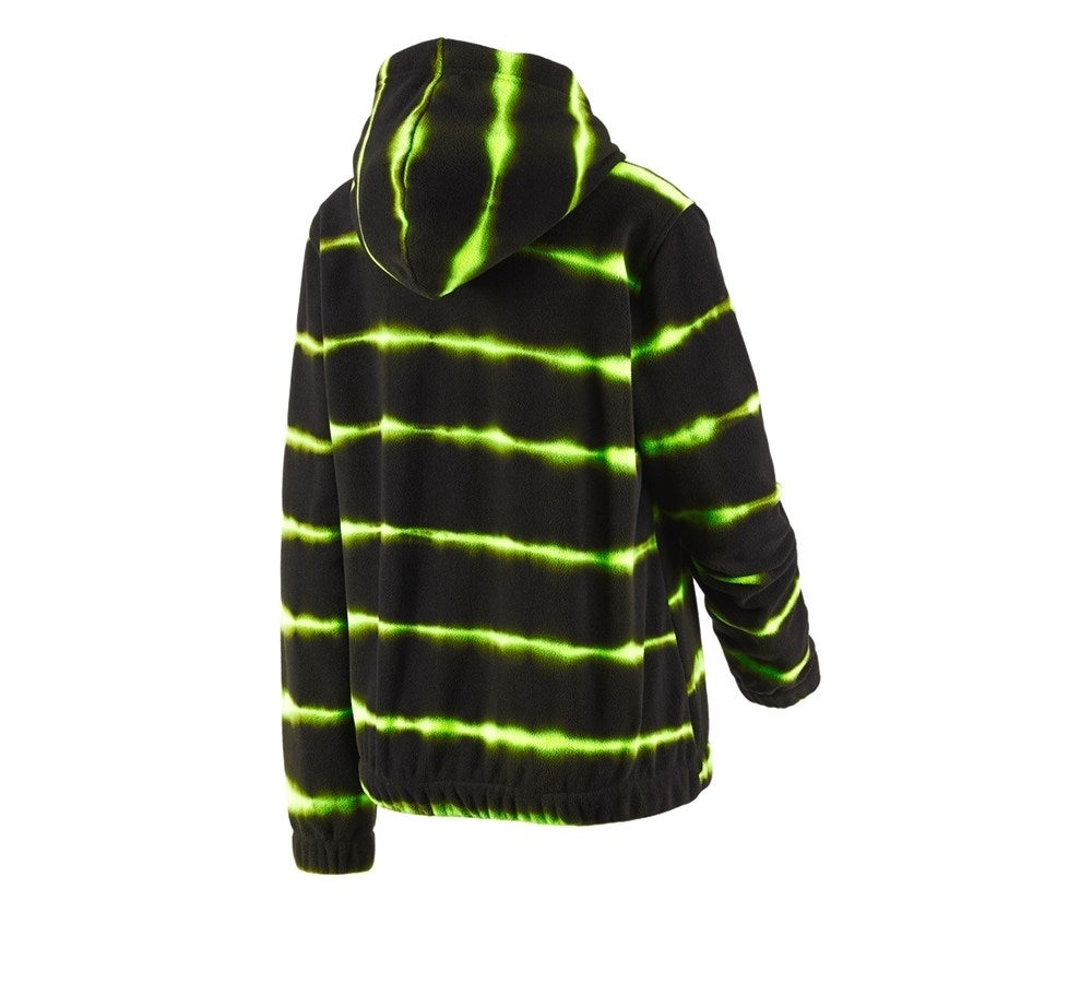 Secondary image Fleece hoody tie-dye e.s.motion ten, ladies' black/high-vis yellow