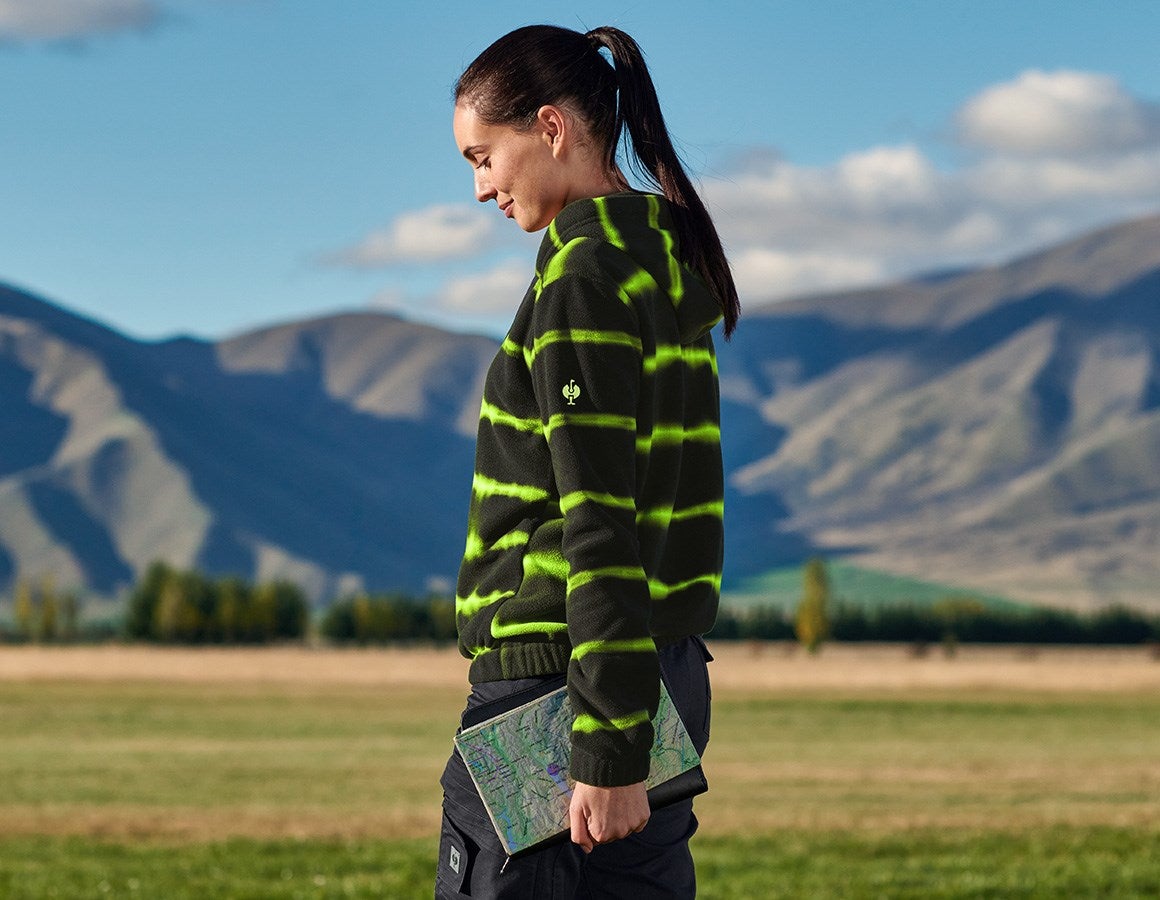 Additional image 1 Fleece hoody tie-dye e.s.motion ten, ladies' black/high-vis yellow