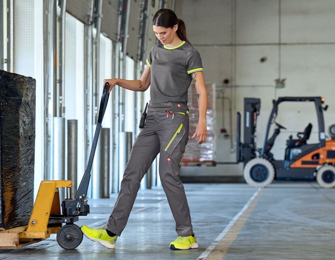 Additional image 1 Functional t-shirt e.s.ambition, ladies' anthracite/high-vis yellow