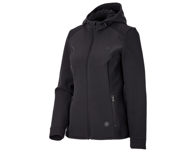 Primary image Heated hybrid hooded knitted jacket e.s.trail,lad. black