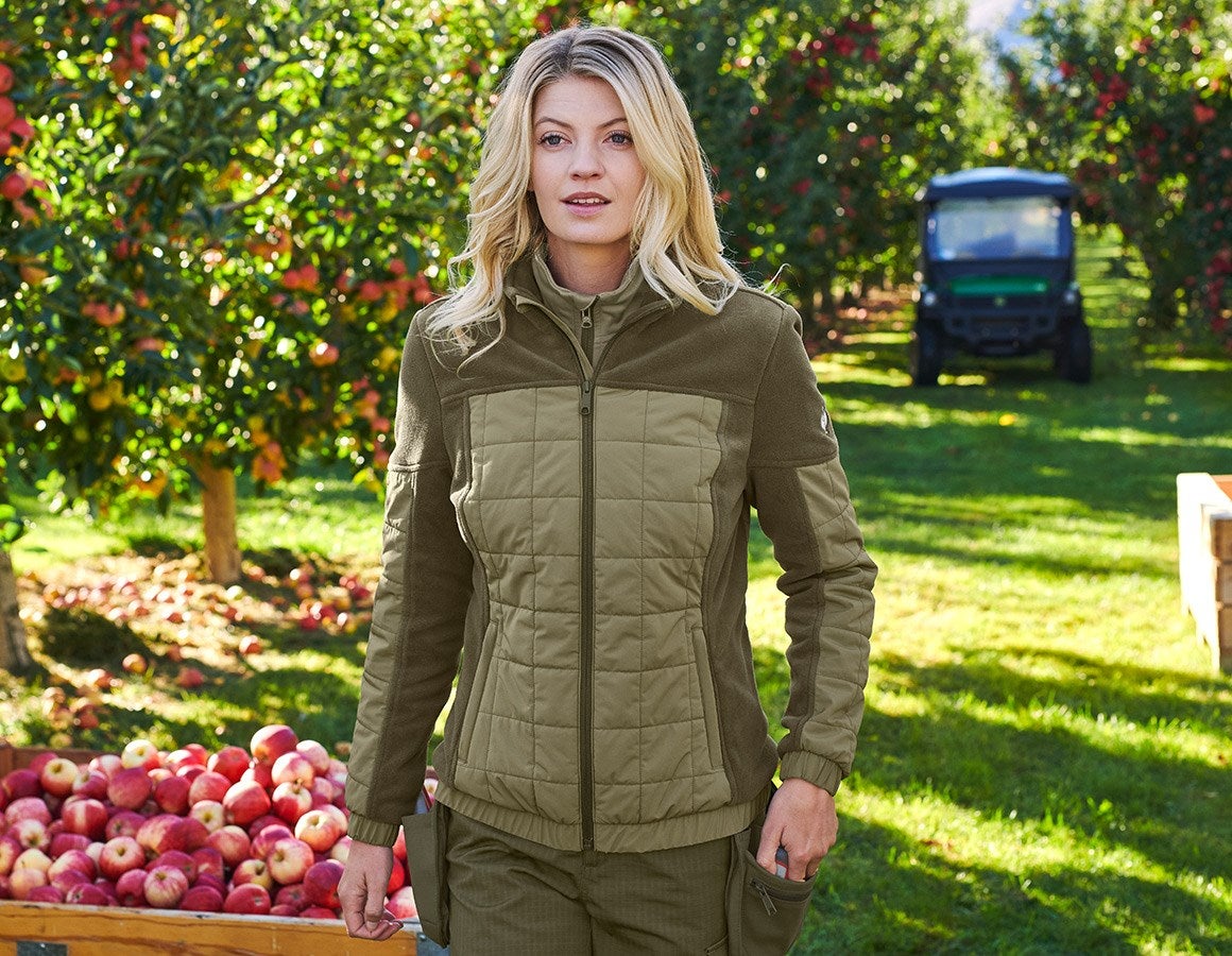 Main action image Hybrid fleece jacket e.s.concrete, ladies' mudgreen/stipagreen