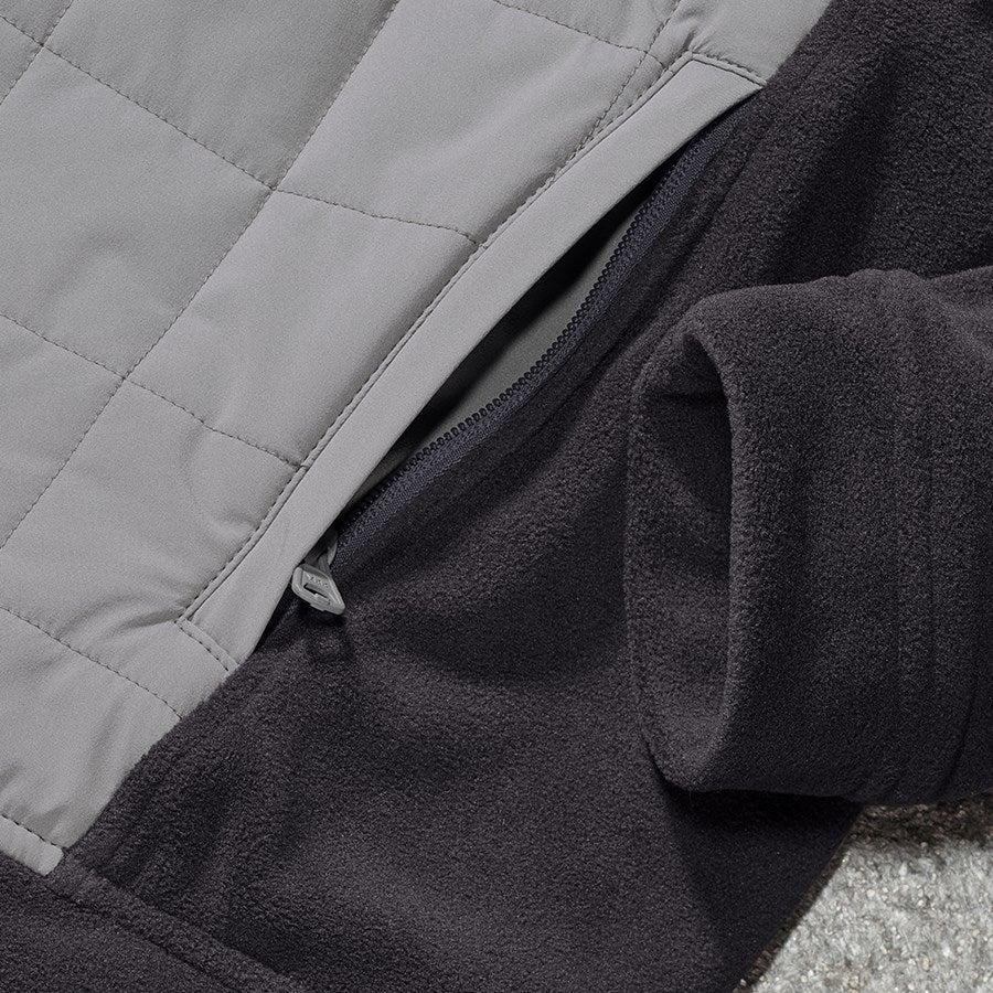 Detailed image Hybrid fleece hoody jacket e.s.concrete black/basaltgrey