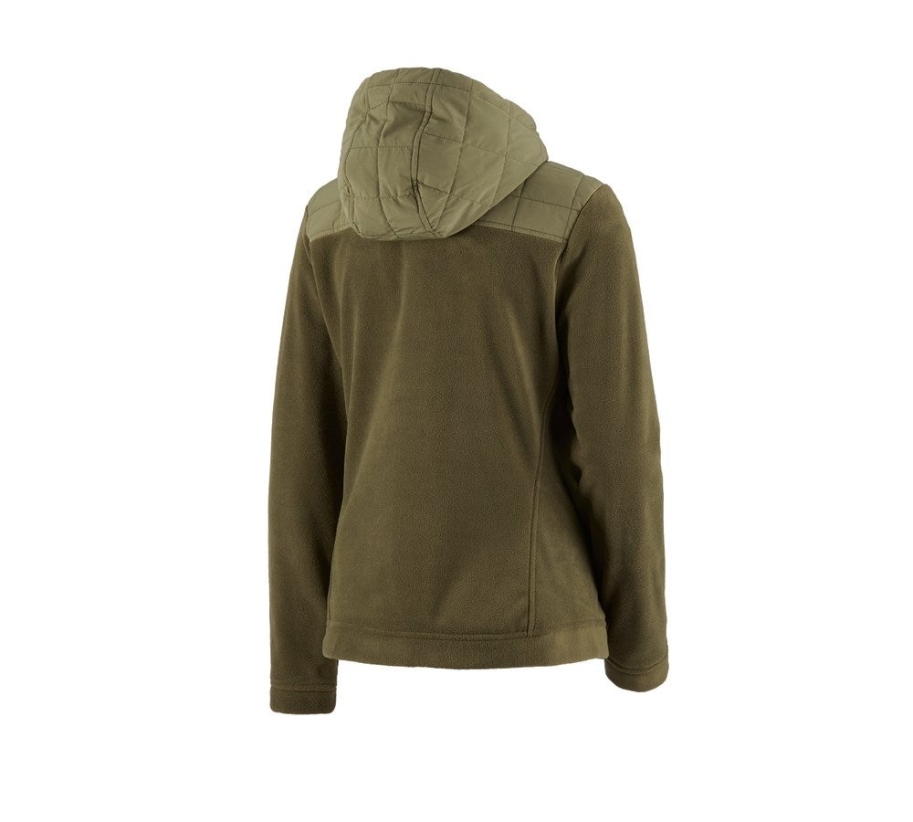 Secondary image Hybrid fleece hoody jacket e.s.concrete, ladies' mudgreen/stipagreen