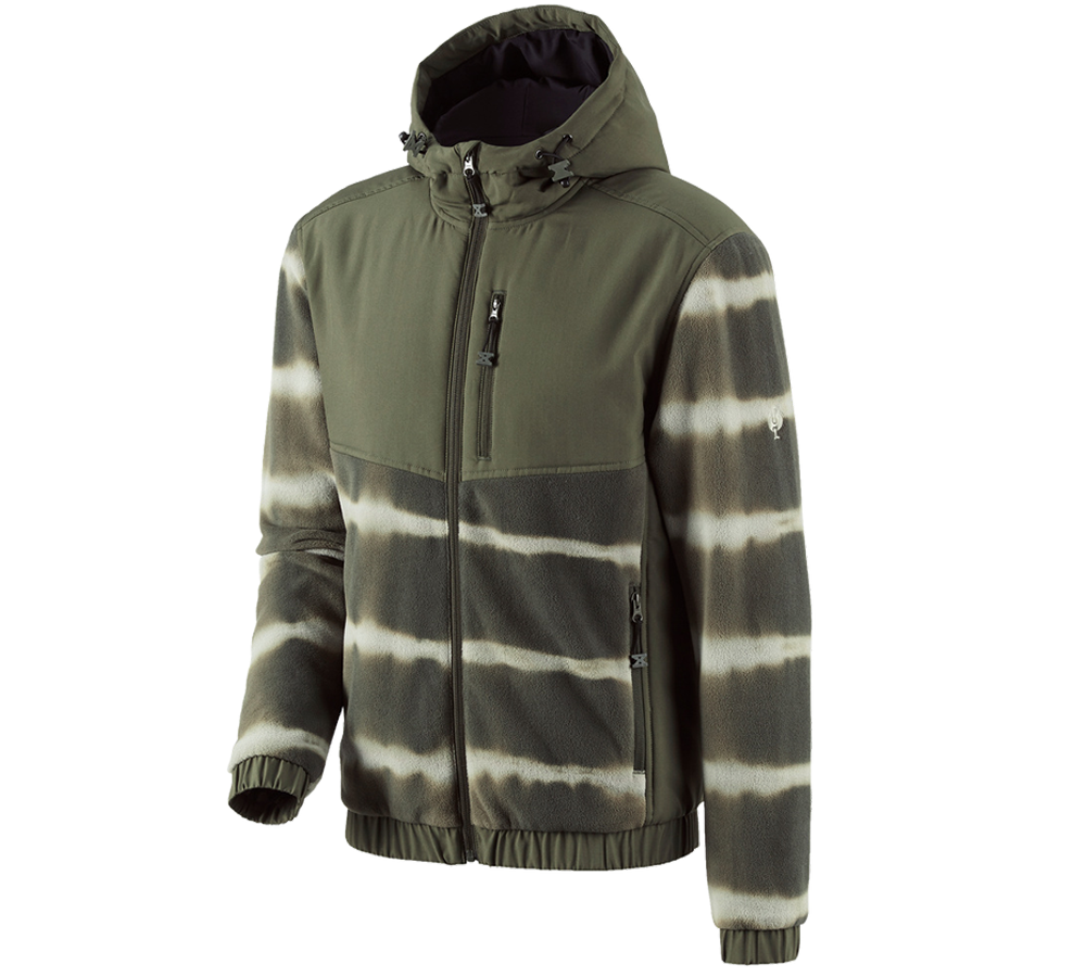 Primary image Hybrid fleece hoody jacket tie-dye e.s.motion ten disguisegreen/moorgreen