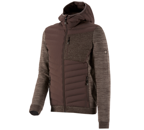 Primary image Hybrid hooded knitted jacket e.s.motion ten chestnut melange