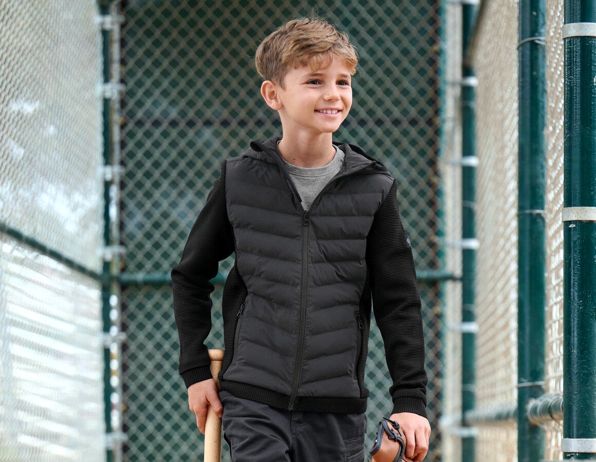 Main action image Hybrid hooded knitted jacket e.s.motion ten,child. black