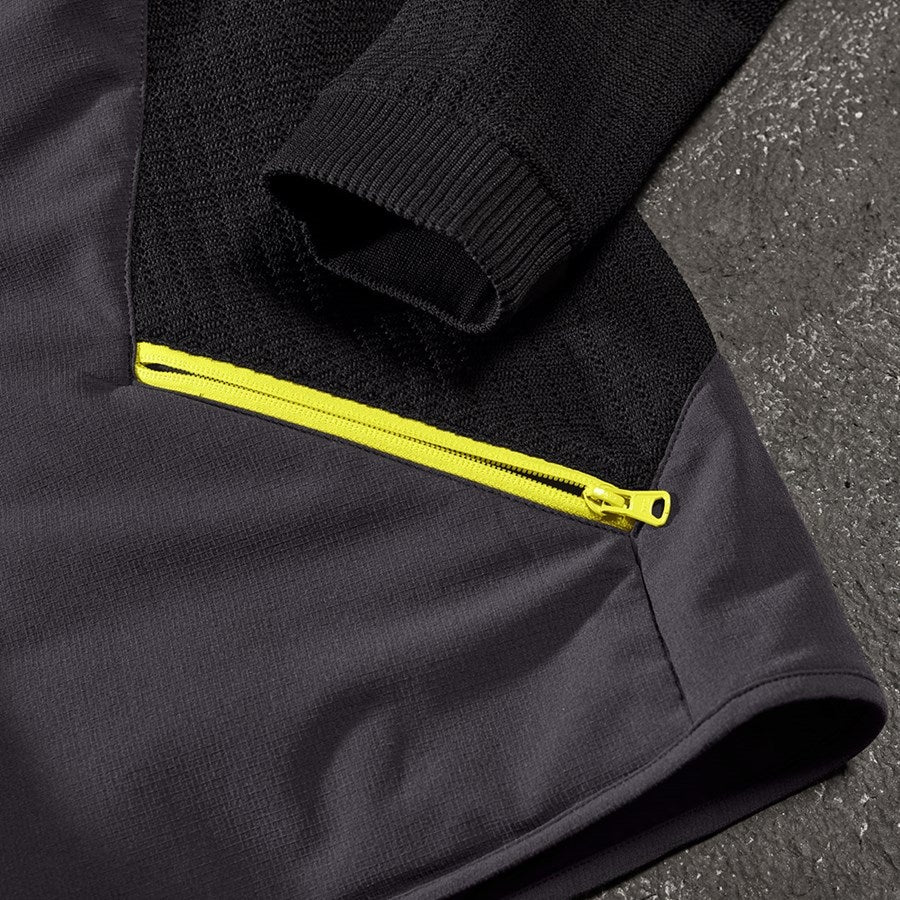 Detailed image Hybrid hooded knitted jacket e.s.trail black/acid yellow