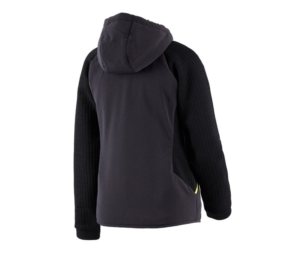 Secondary image Hybrid hooded knitted jacket e.s.trail, ladies' black/acid yellow