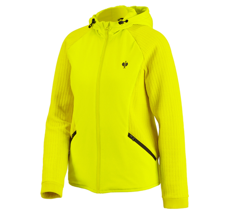 Primary image Hybrid hooded knitted jacket e.s.trail, ladies' acid yellow/black