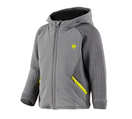 Primary image Hybrid hooded knitted jacket e.s.trail, children's basaltgrey/acid yellow