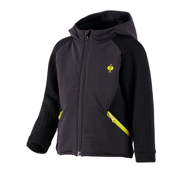 Primary image Hybrid hooded knitted jacket e.s.trail, children's black/acid yellow