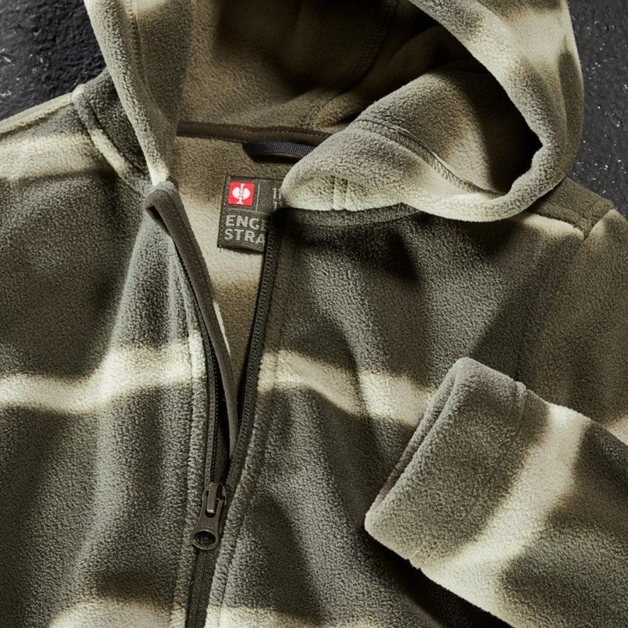 Detailed image Fleece hoody jacket tie-dye e.s.motion ten, child. disguisegreen/moorgreen