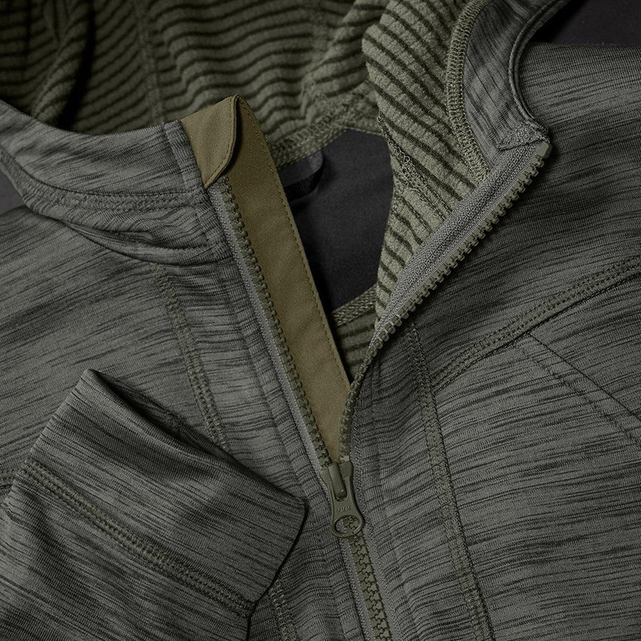 Detailed image Hooded jacket isocell e.s.dynashield, ladies' thyme melange