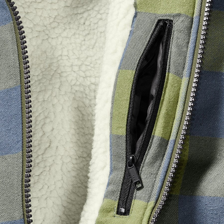 Detailed image Check-hooded jacket e.s.iconic mountaingreen/oxidblue