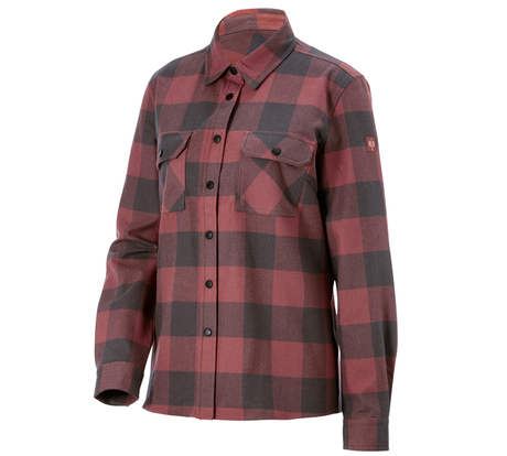 Primary image Check shirt e.s.iconic, ladies' oxidred/carbongrey