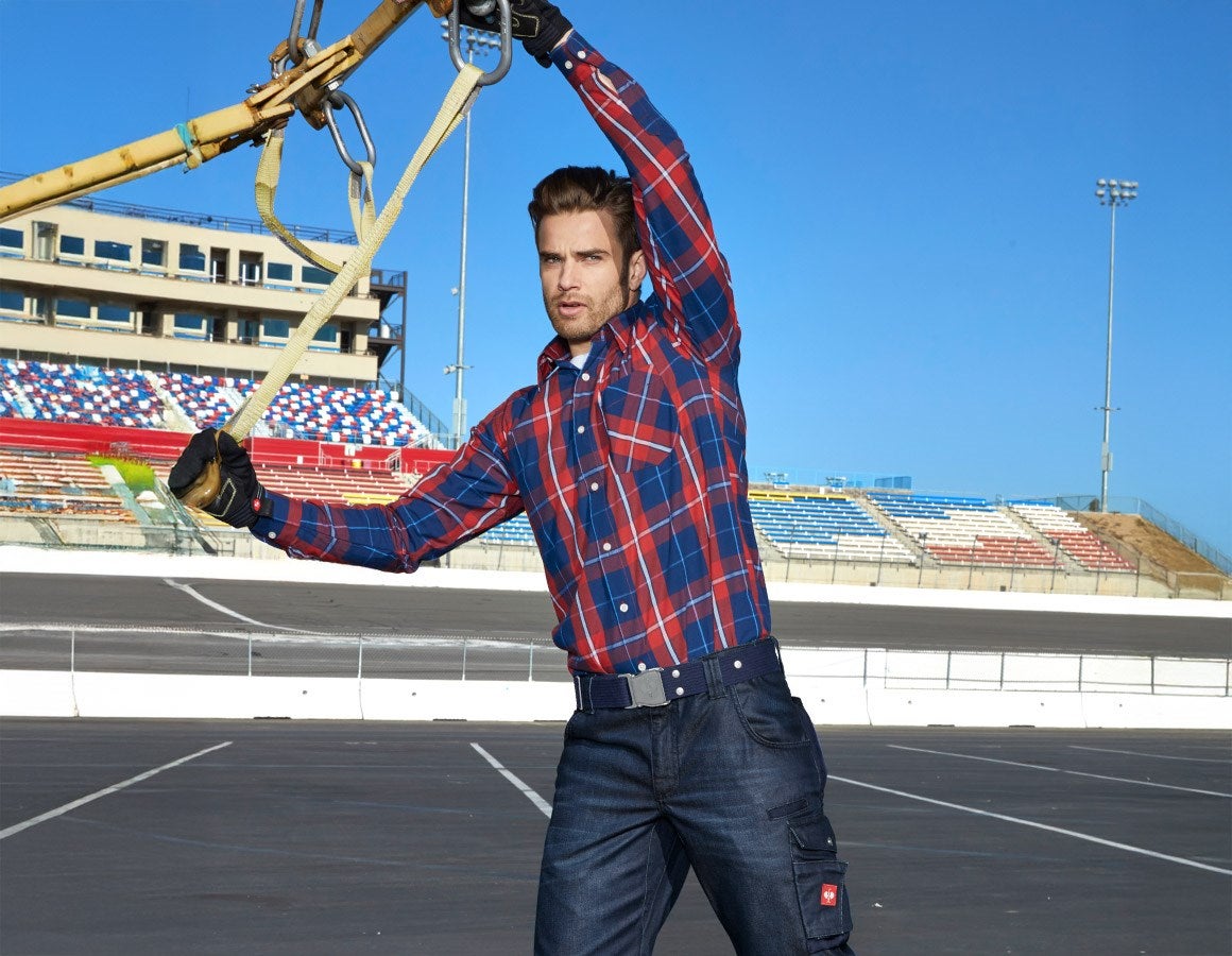 Additional image 1 Long sleeved shirt Hamburg, extra long red/navy/white
