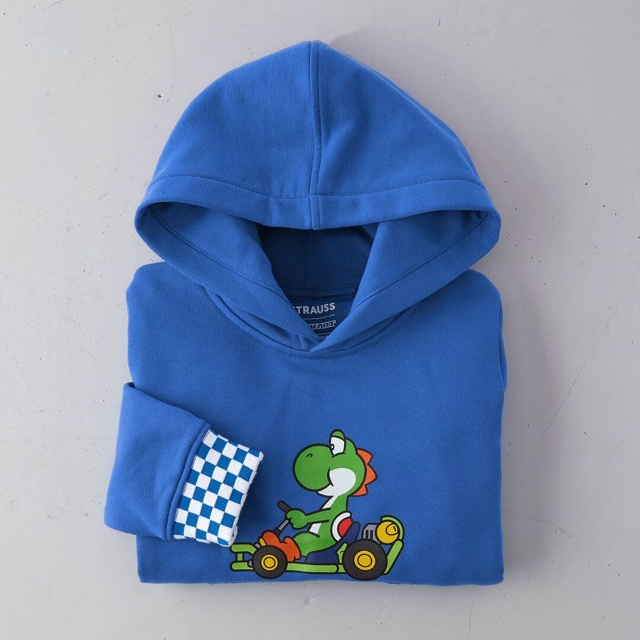 Detailed image Mario Kart Hoody, children's aurorablue