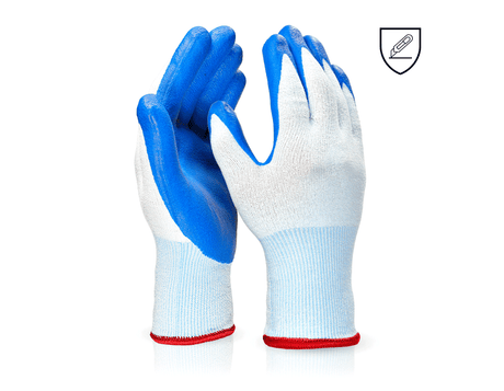 Primary image Nitrile cut protect. gloves evertouch Cut C Food blue/lightblue-melange