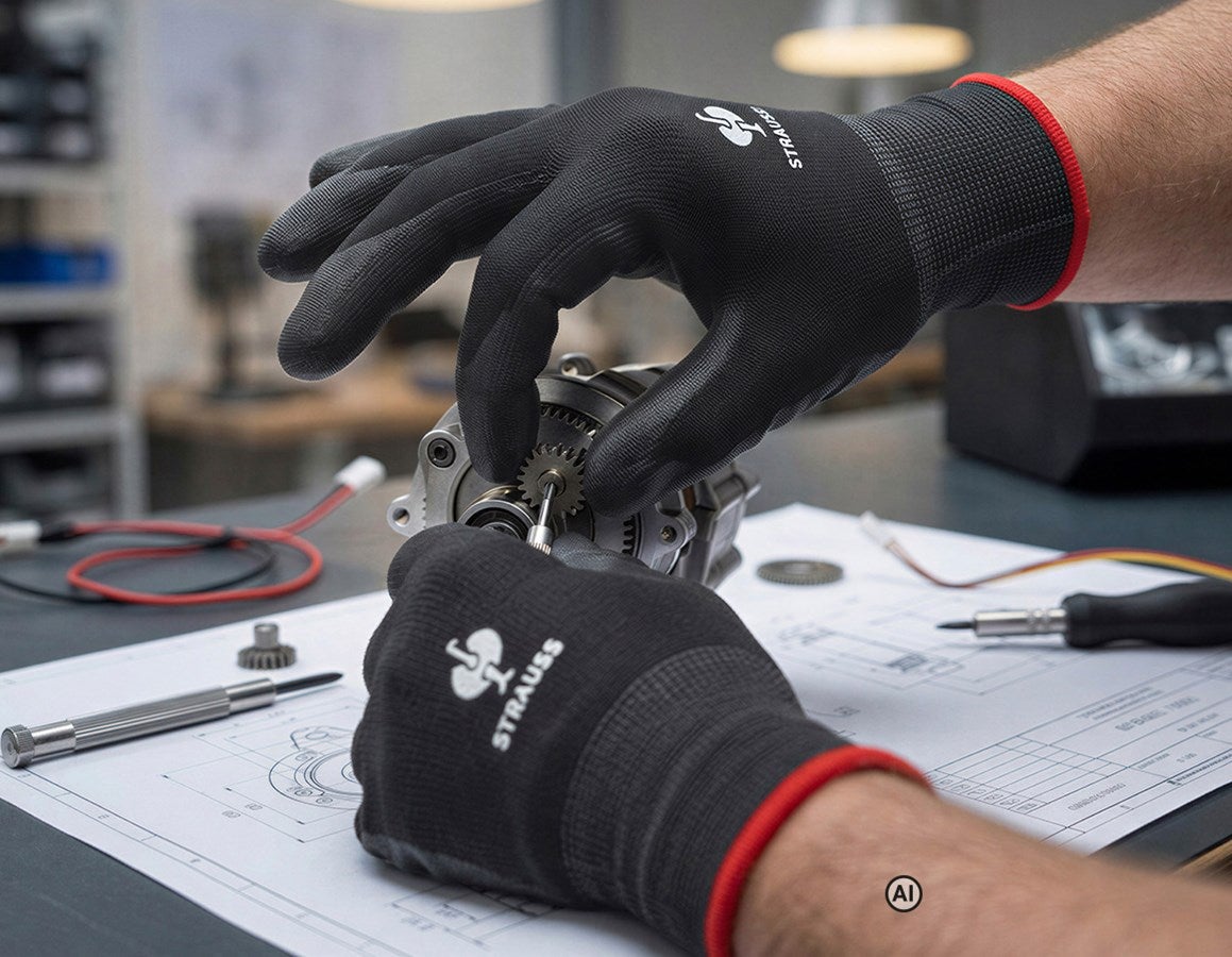 Main action image PU micro gloves black