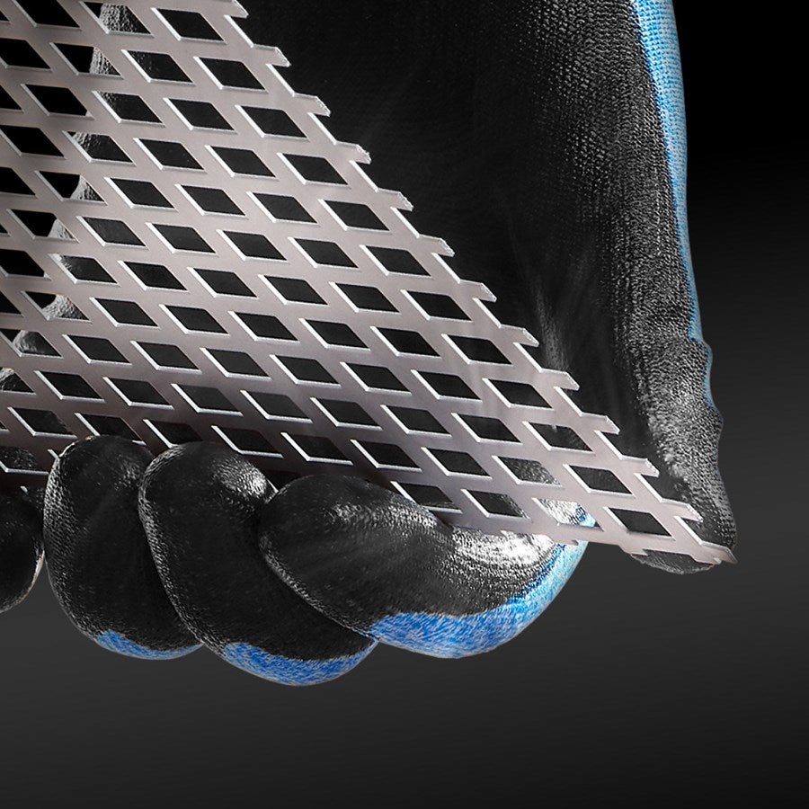 Detailed image PU cut protection gloves, Comfort Skin, level B black/blue-melange