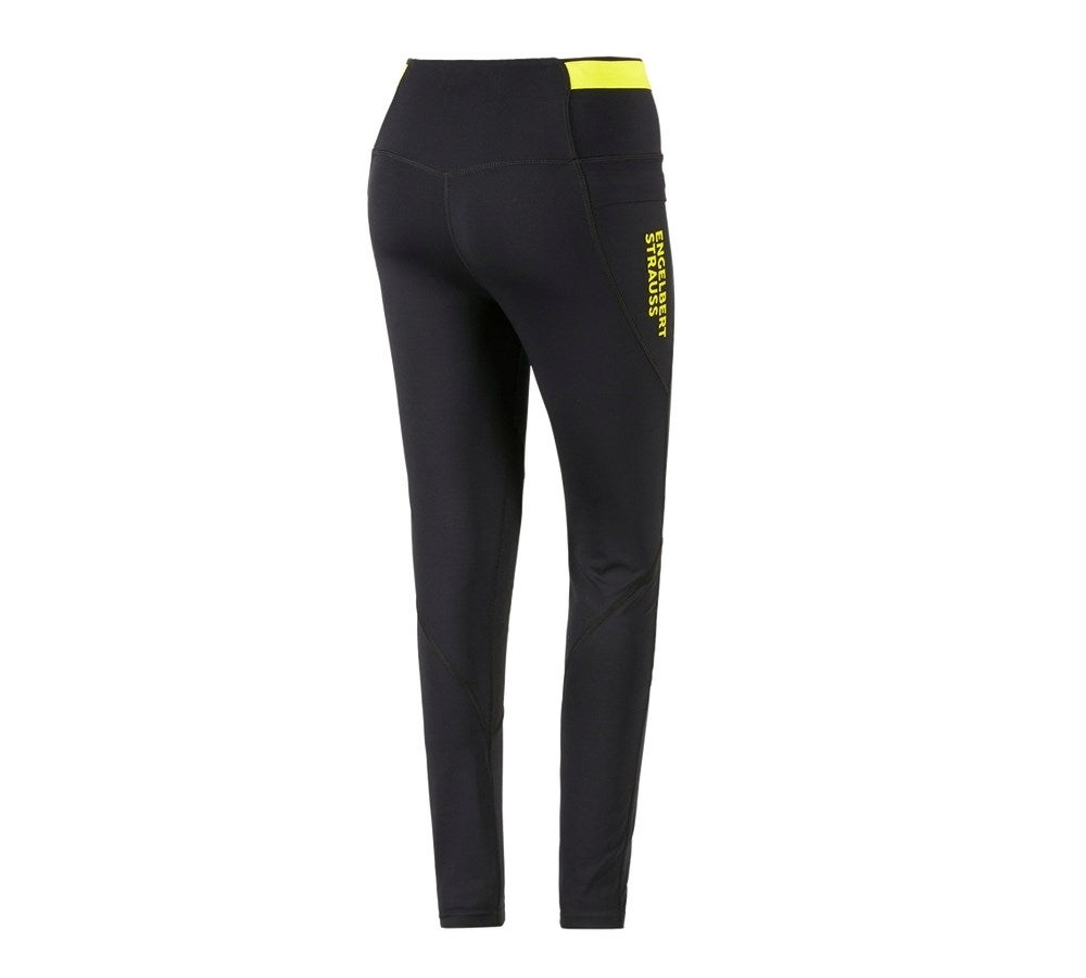 Secondary image Race tights e.s.trail, ladies' black/acid yellow