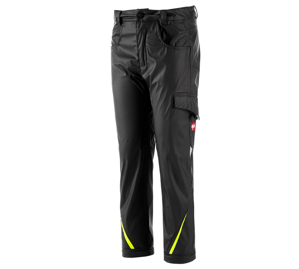 Primary image Rain trousers e.s.motion 2020 superflex,children's black/high-vis yellow/high-vis orange