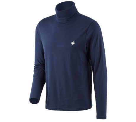 Primary image Turtle neck shirt Merino e.s.trail deepblue/white