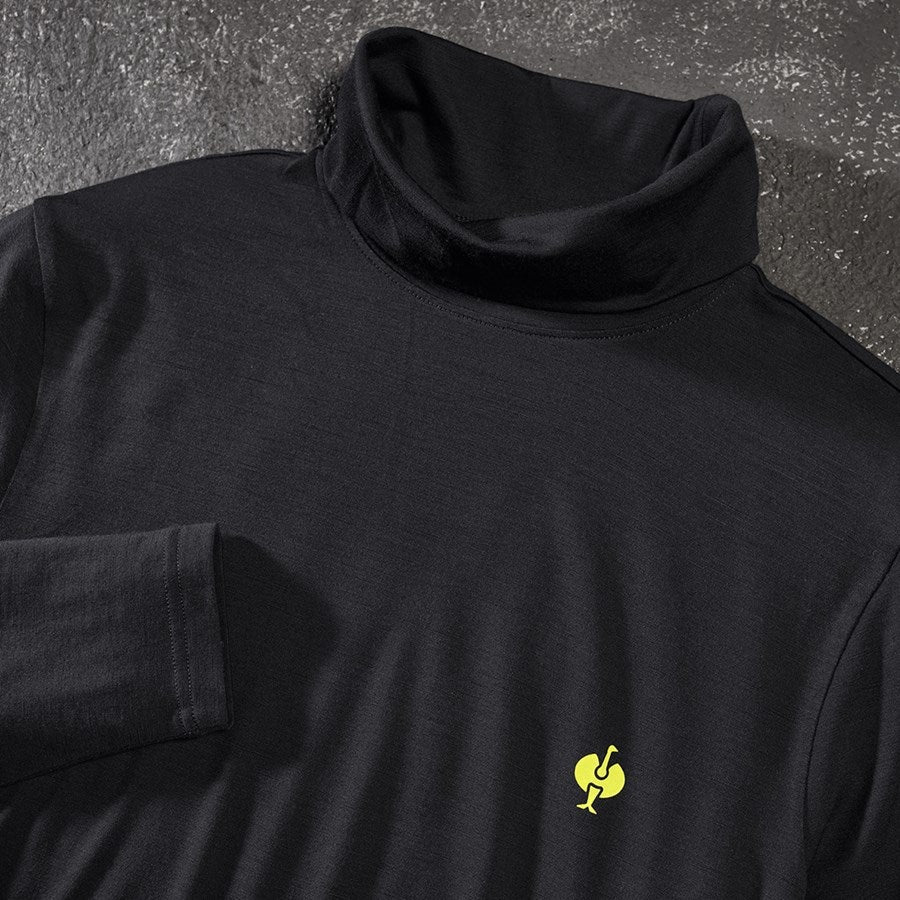 Detailed image Turtle neck shirt Merino e.s.trail black/acid yellow