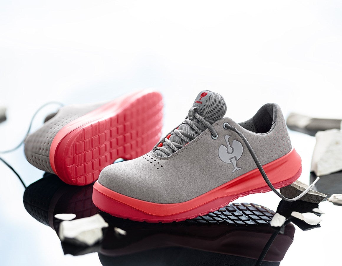 Main action image S1P Safety shoes e.s. Banco low pearlgrey/solarred