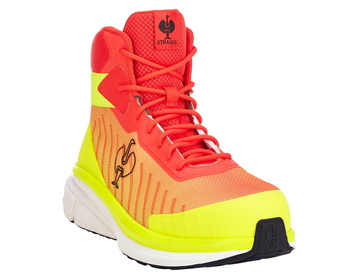 Secondary image S1 Safety boots Strauss.1003 mid high-vis yellow/solarred