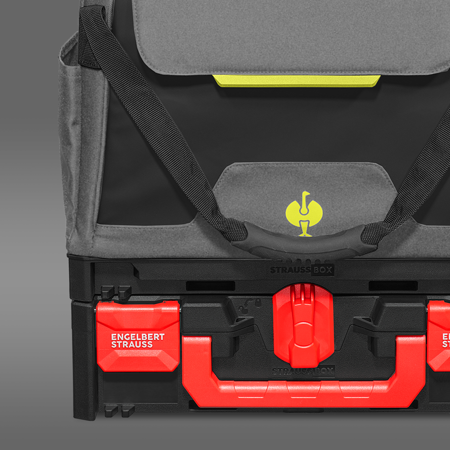 Detailed image STRAUSSbox tool bag, closed basaltgrey/acid yellow