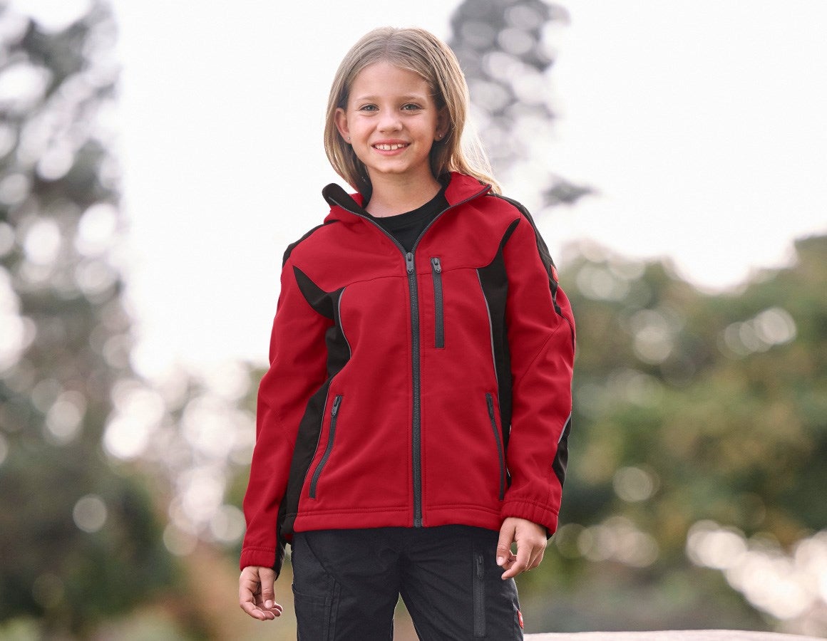 Main action image Softshell jacket e.s.vision, children’s red/black