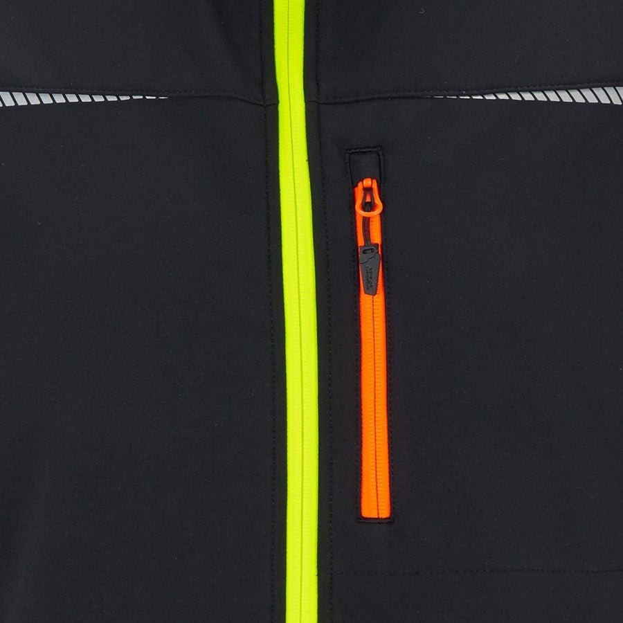 Detailed image Softshell bodywarmer e.s.motion 2020 black/high-vis yellow/high-vis orange