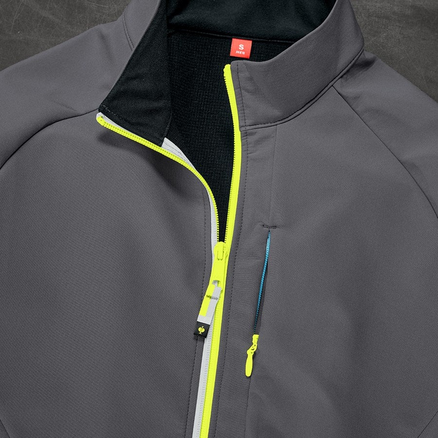 Detailed image Softshell jacket e.s.ambition anthracite/high-vis yellow