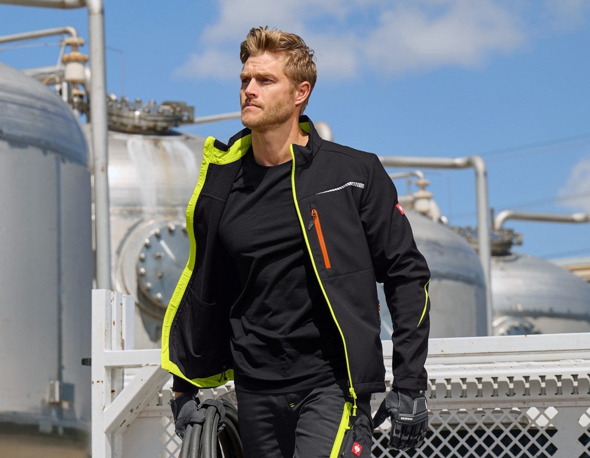 Additional image 1 Softshell jacket e.s.motion 2020 black/high-vis yellow/high-vis orange